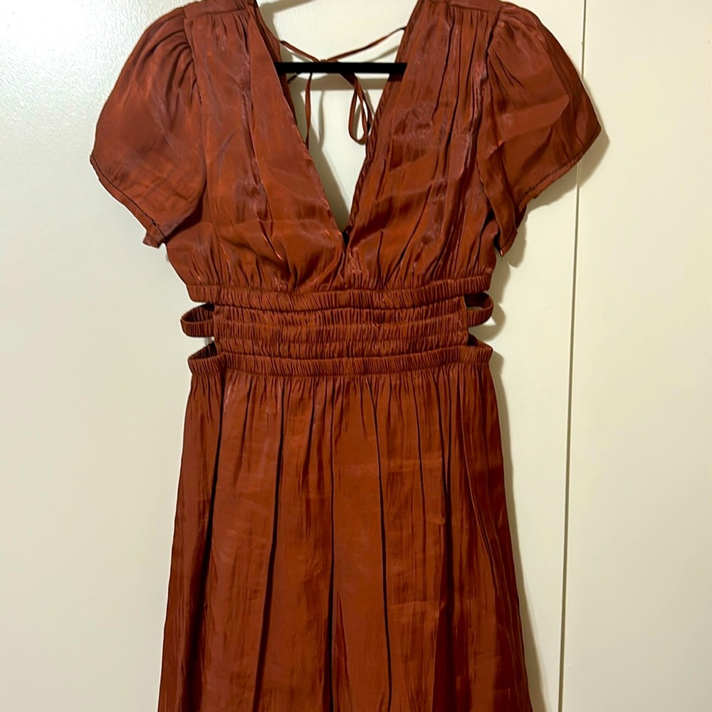 Copper iridescent Rayon/polyester flowing dress